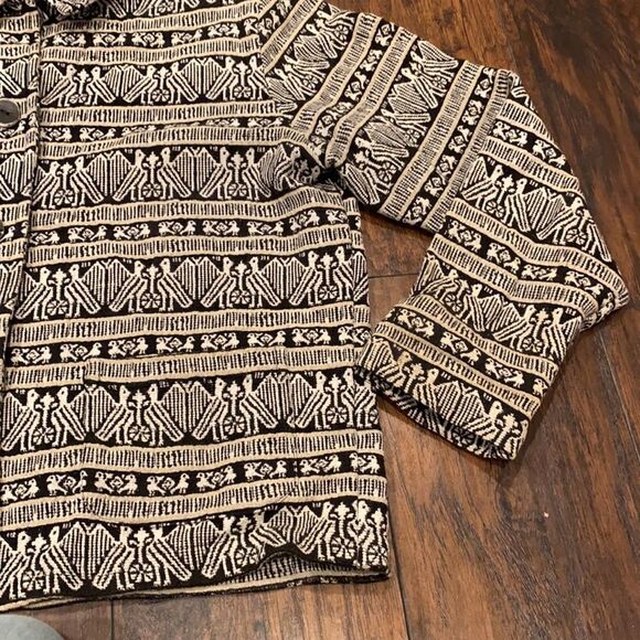 Chico design blazer jacket size 2 CASUAL GEOMETRIC PATTERN with shoulder pads - Picture 3 of 10